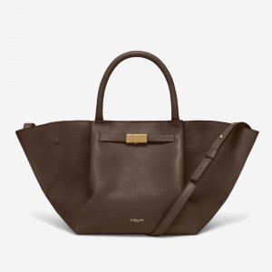 Demellier The Midi New York Tote Bags Dark Brown | USA 648302-SGT