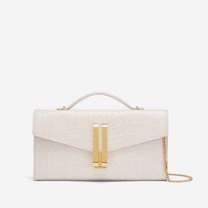 Demellier The Vancouver Clutch Shoulder Bags White | USA 749630-TNQ